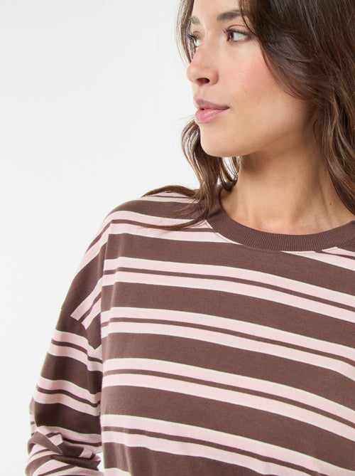 Katoenen T-shirt met driekleurige strepenprint - Kiabi Katoenen T-shirt met driekleurige strepenprint - Kiabi