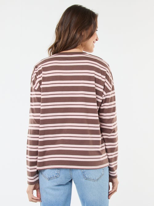 Katoenen T-shirt met driekleurige strepenprint - Kiabi Katoenen T-shirt met driekleurige strepenprint - Kiabi