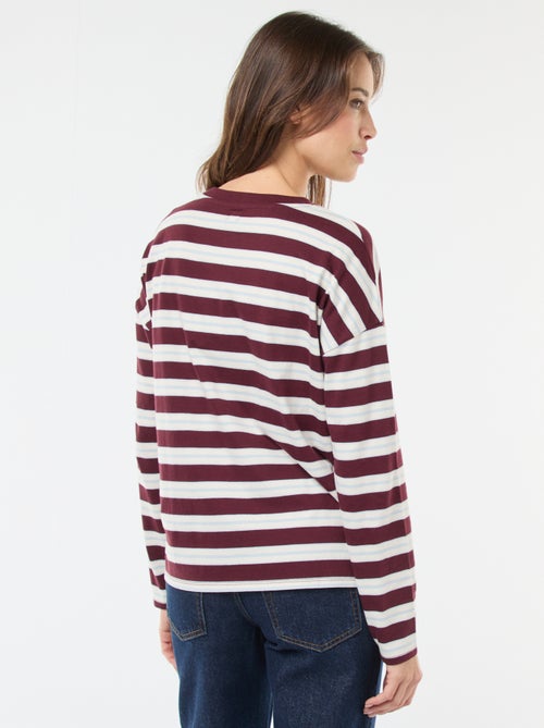 Katoenen T-shirt met driekleurige strepenprint - Kiabi Katoenen T-shirt met driekleurige strepenprint - Kiabi