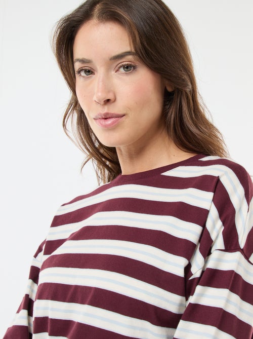Katoenen T-shirt met driekleurige strepenprint - Kiabi Katoenen T-shirt met driekleurige strepenprint - Kiabi