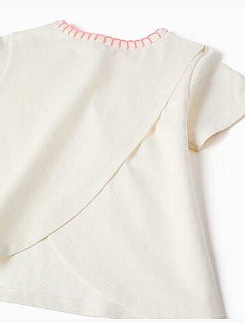 Katoenen T-shirt met geborduurde kraag