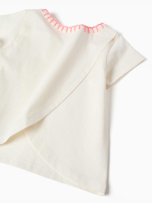 Katoenen T-shirt met geborduurde kraag - Kiabi