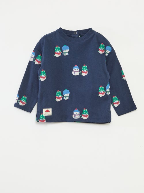 Katoenen T-shirt met kerstprint - Kiabi