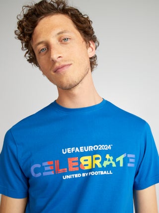 Katoenen T-shirt met korte mouw en tekstopdruk 'Euro 2024'