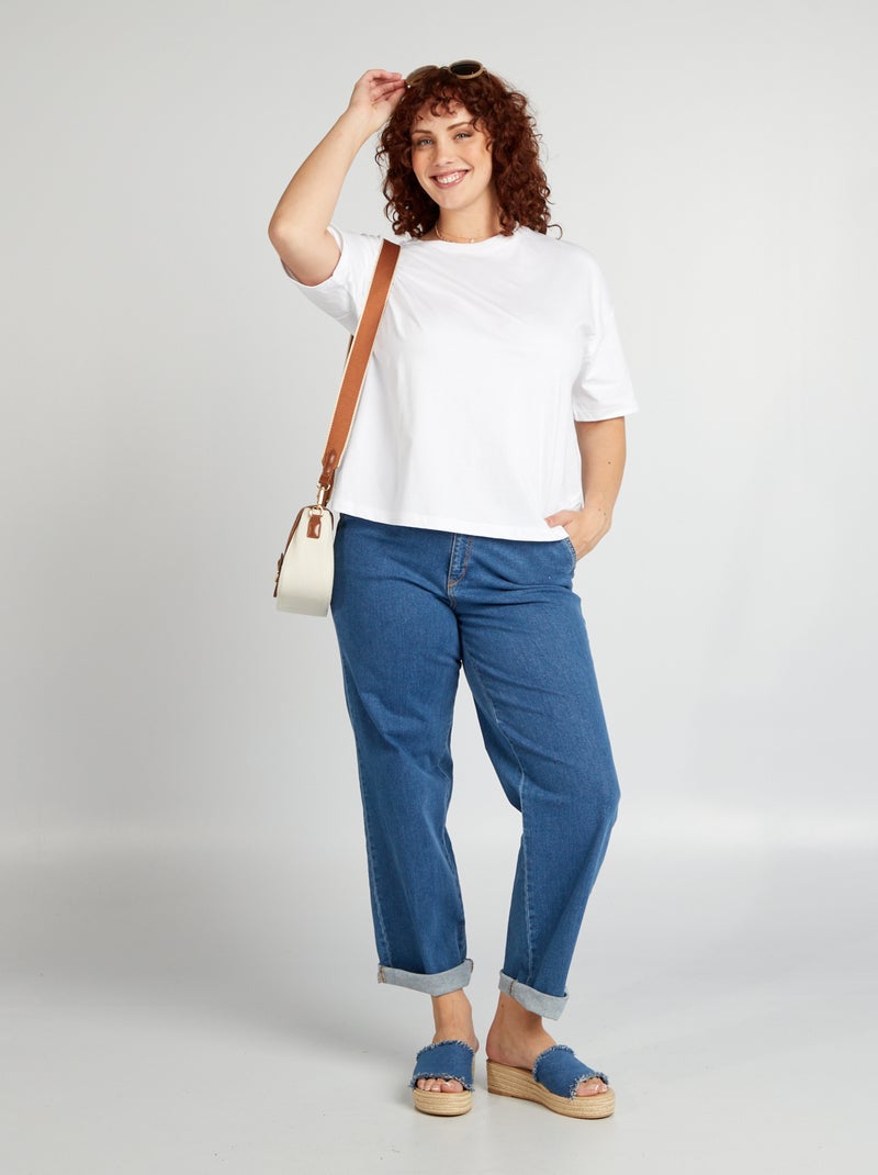 Katoenen T-shirt met korte mouw wit - Kiabi