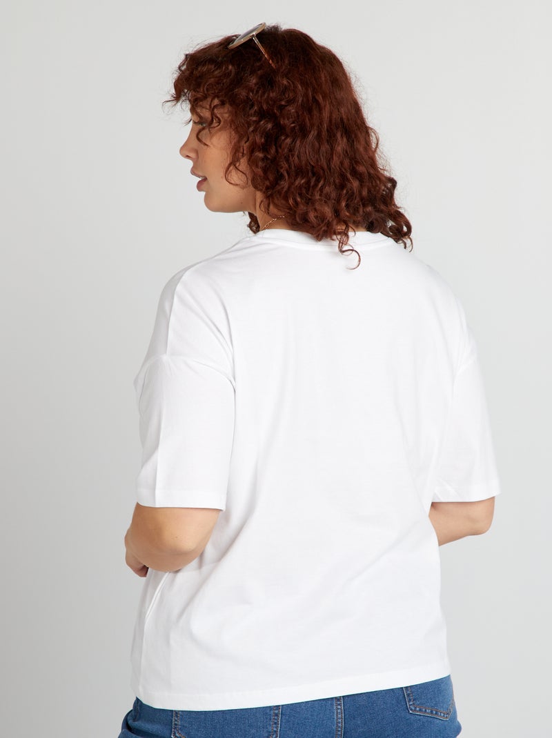 Katoenen T-shirt met korte mouw wit - Kiabi