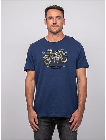 Katoenen t-shirt met korte mouwen en motorprint jatoulo