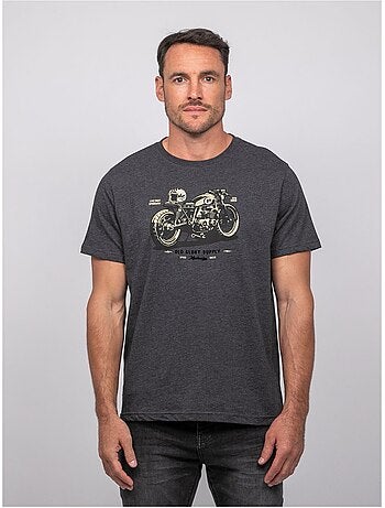 Katoenen t-shirt met korte mouwen en motorprint jatoulo