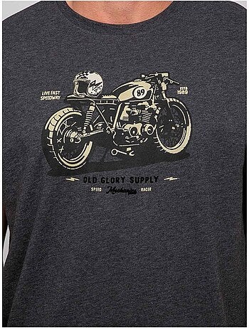 Katoenen t-shirt met korte mouwen en motorprint jatoulo