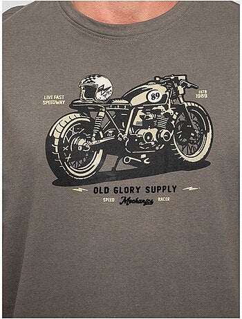 Katoenen t-shirt met korte mouwen en motorprint jatoulo