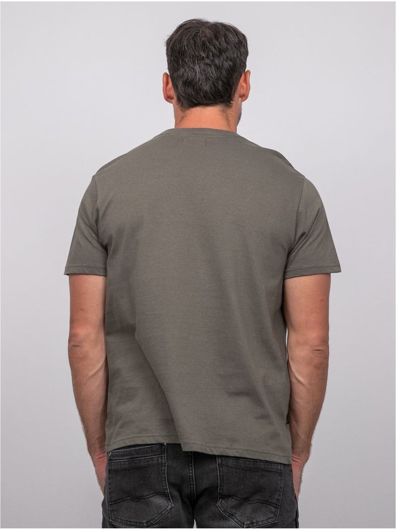 Katoenen t-shirt met korte mouwen en motorprint jatoulo Kaki - Kiabi