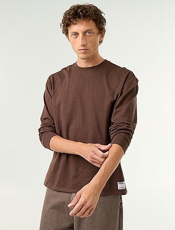 Katoenen T-shirt met lange mouwen en ronde hals