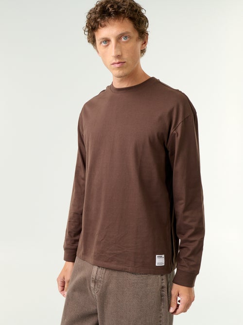 Katoenen T-shirt met lange mouwen en ronde hals - Kiabi Katoenen T-shirt met lange mouwen en ronde hals - Kiabi