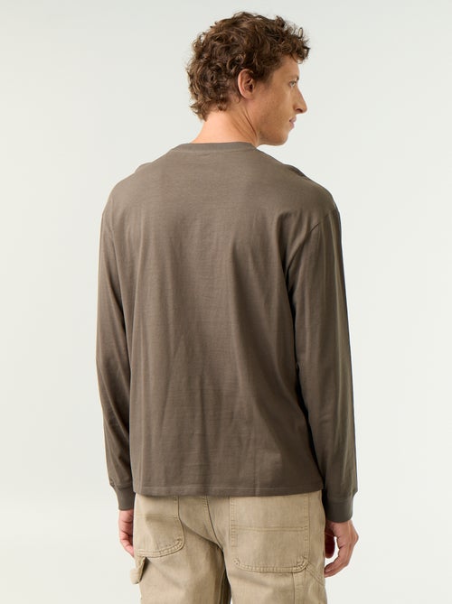 Katoenen T-shirt met lange mouwen en ronde hals - Kiabi Katoenen T-shirt met lange mouwen en ronde hals - Kiabi