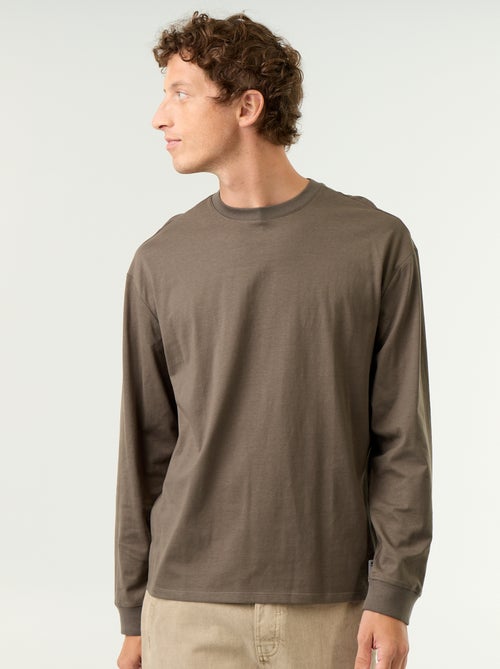 Katoenen T-shirt met lange mouwen en ronde hals - Kiabi Katoenen T-shirt met lange mouwen en ronde hals - Kiabi