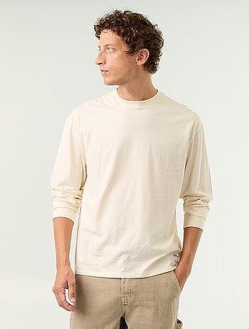 Katoenen T-shirt met lange mouwen en ronde hals