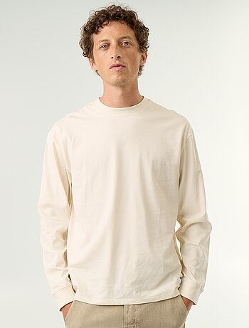Katoenen T-shirt met lange mouwen en ronde hals