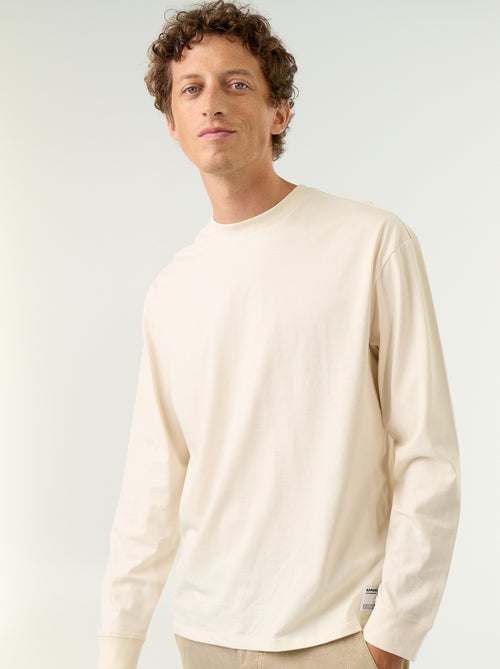 Katoenen T-shirt met lange mouwen en ronde hals - Kiabi Katoenen T-shirt met lange mouwen en ronde hals - Kiabi