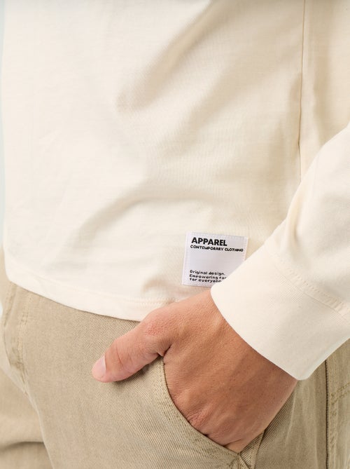 Katoenen T-shirt met lange mouwen en ronde hals - Kiabi Katoenen T-shirt met lange mouwen en ronde hals - Kiabi