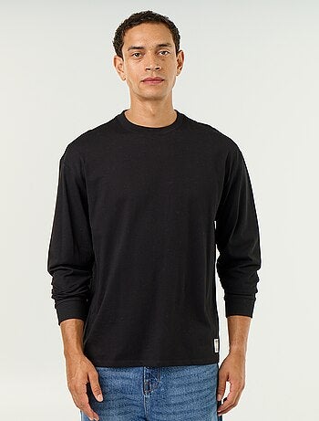 Katoenen T-shirt met lange mouwen en ronde hals