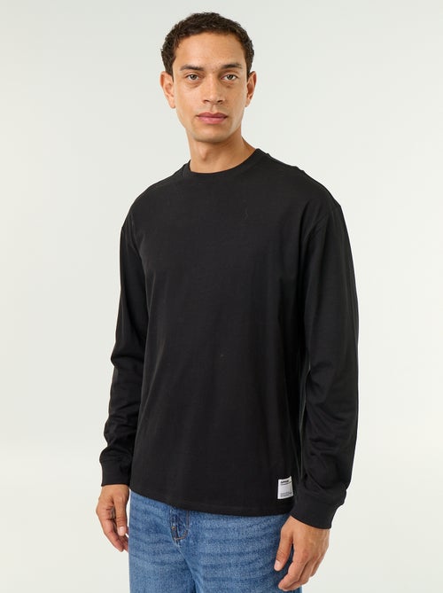 Katoenen T-shirt met lange mouwen en ronde hals - Kiabi Katoenen T-shirt met lange mouwen en ronde hals - Kiabi