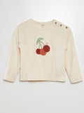 Katoenen T-shirt met leuk detail WIT - Kiabi