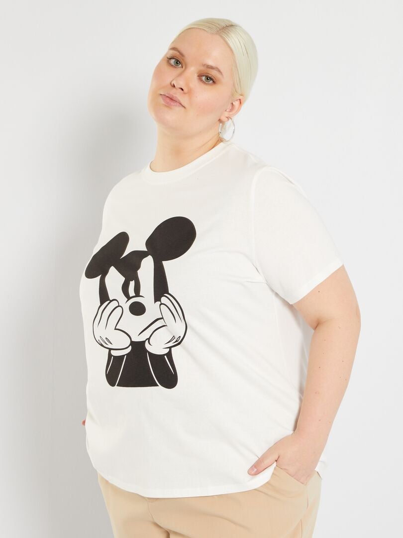 Katoenen T-shirt met Mickey-print WIT - Kiabi