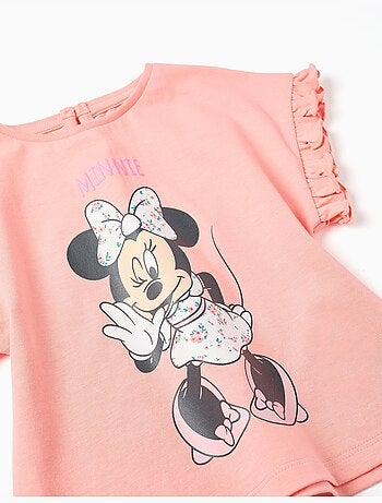 Katoenen t-shirt met minnie print en ruches