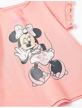Katoenen T-shirt met Minnie print en ruches