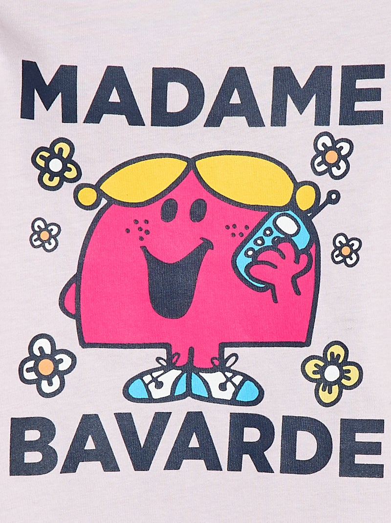 Katoenen T-shirt met motiefje 'Monsieur Madame' Paars - Kiabi