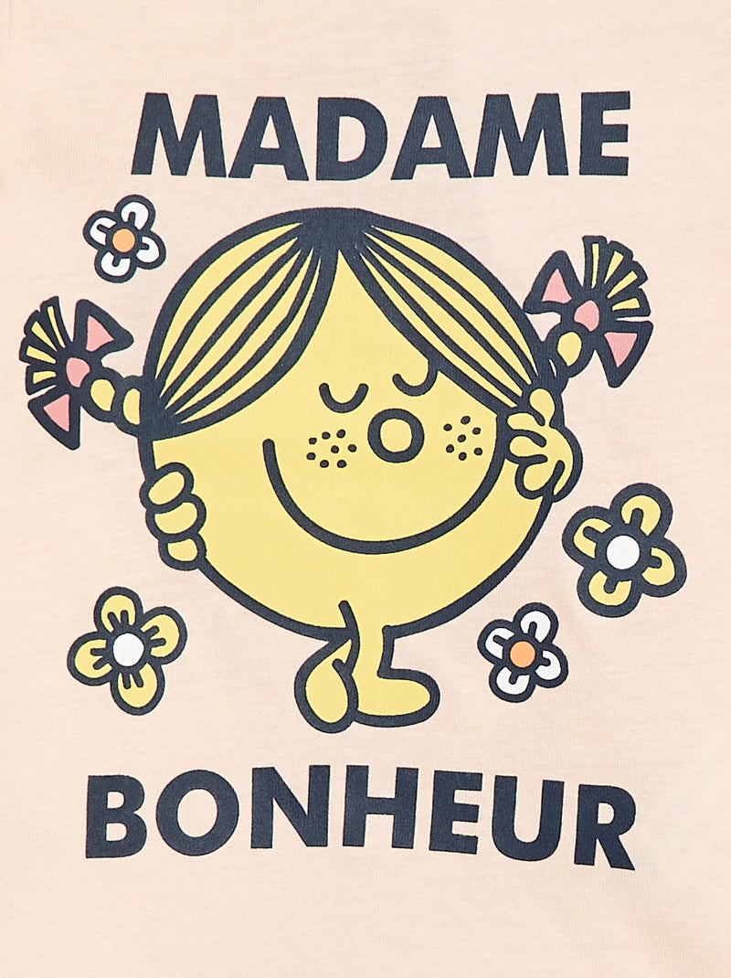 Katoenen T-shirt met motiefje 'Monsieur Madame' Rose - Kiabi