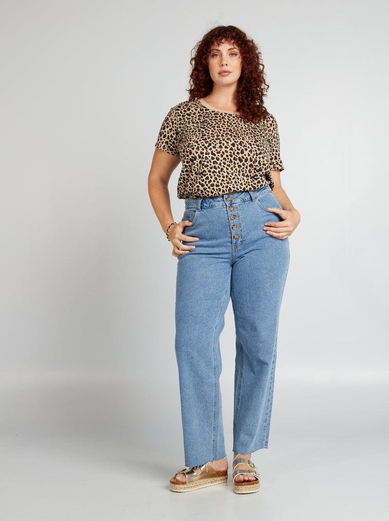 Katoenen T-shirt met print BIEGE - Kiabi