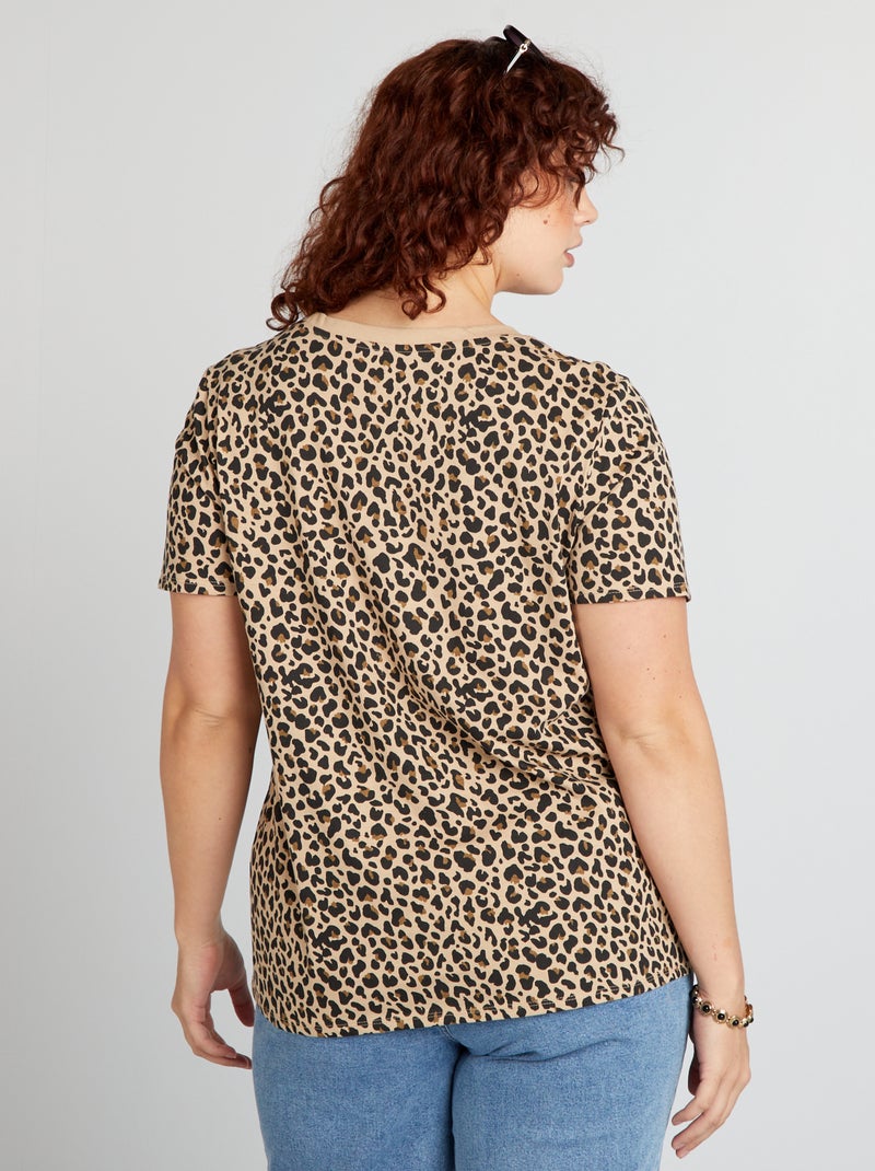 Katoenen T-shirt met print BIEGE - Kiabi