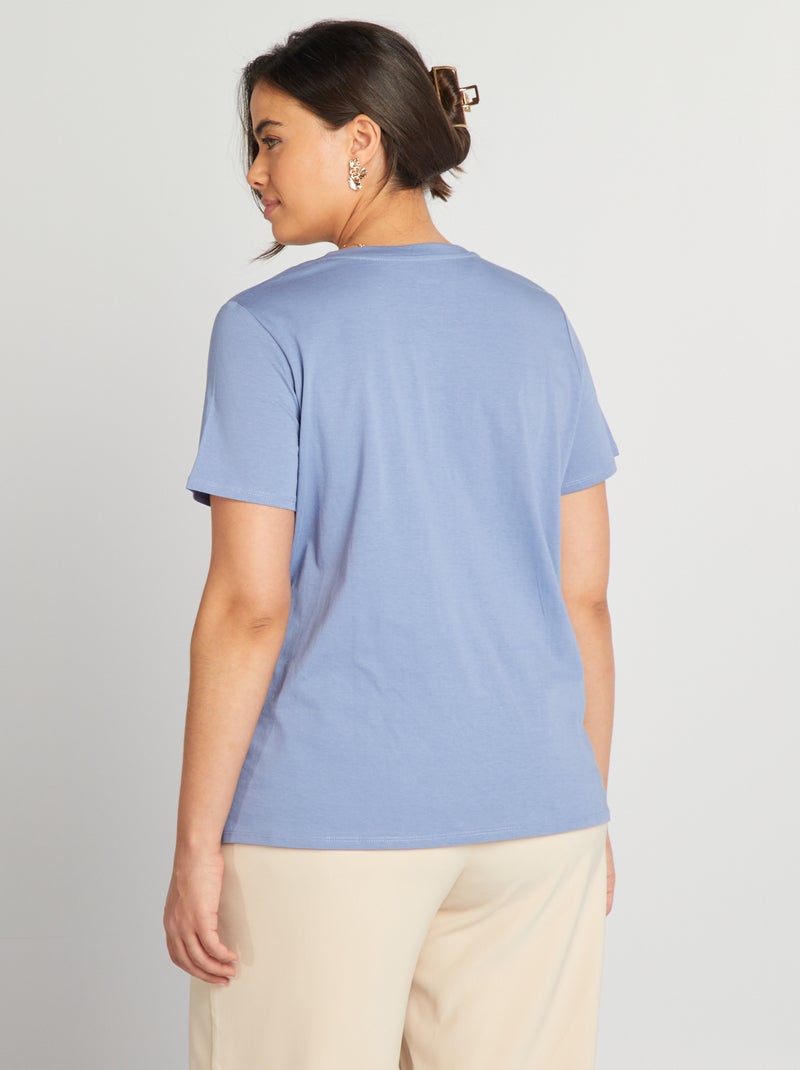 Katoenen T-shirt met print BLAUW - Kiabi