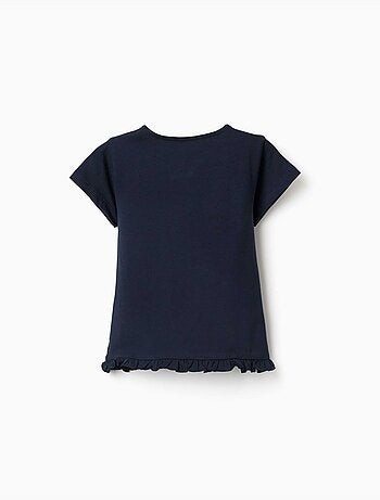 Katoenen t-shirt met print en gerafelde zoom