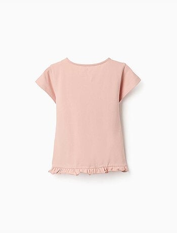 Katoenen t-shirt met print en gerafelde zoom