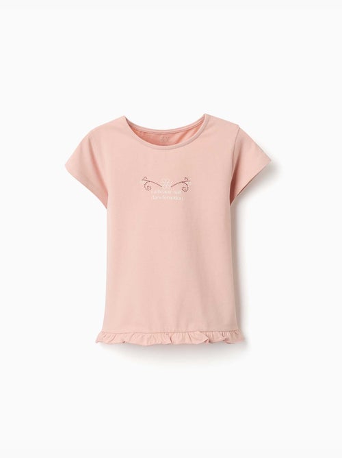 Katoenen t-shirt met print en gerafelde zoom - Kiabi