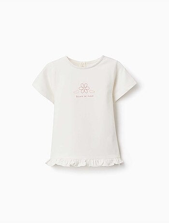 Katoenen t-shirt met print en gerafelde zoom
