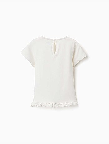 Katoenen t-shirt met print en gerafelde zoom