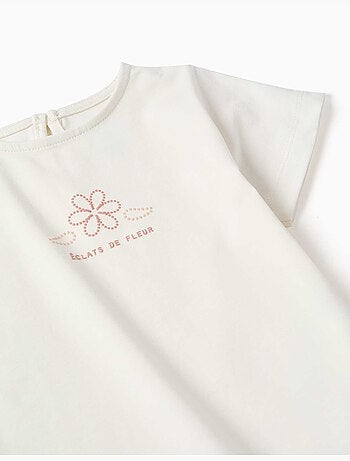 Katoenen t-shirt met print en gerafelde zoom