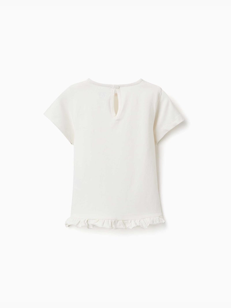 Katoenen t-shirt met print en gerafelde zoom Wit - Kiabi