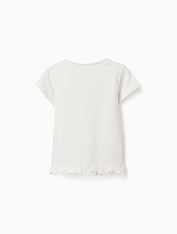 Katoenen t-shirt met print en gerafelde zoom