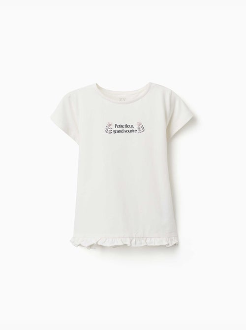 Katoenen t-shirt met print en gerafelde zoom - Kiabi