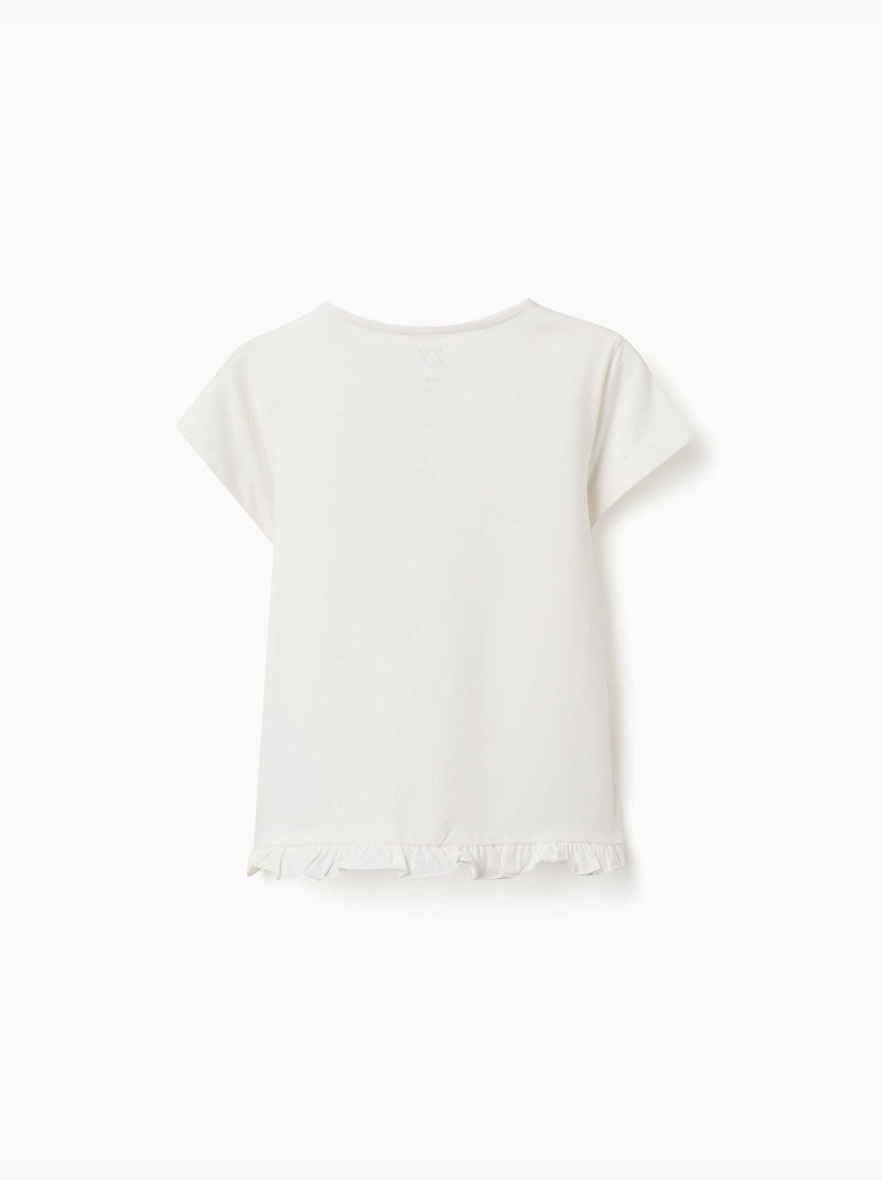 Katoenen t-shirt met print en gerafelde zoom Wit - Kiabi