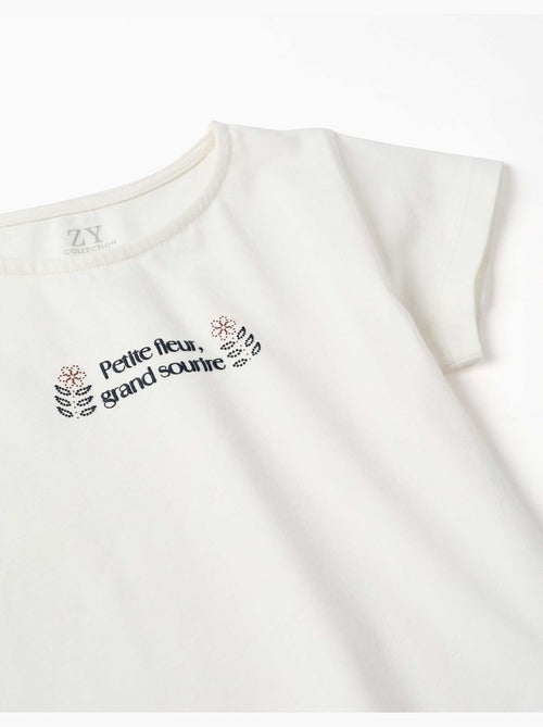 Katoenen t-shirt met print en gerafelde zoom - Kiabi