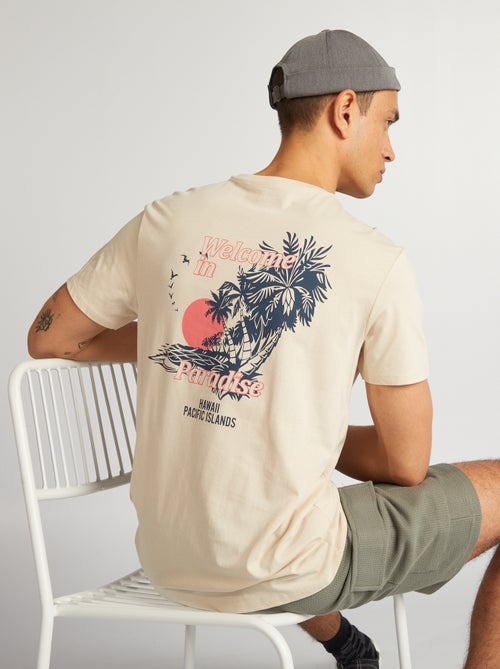 Katoenen T-shirt met print en ronde hals - Kiabi