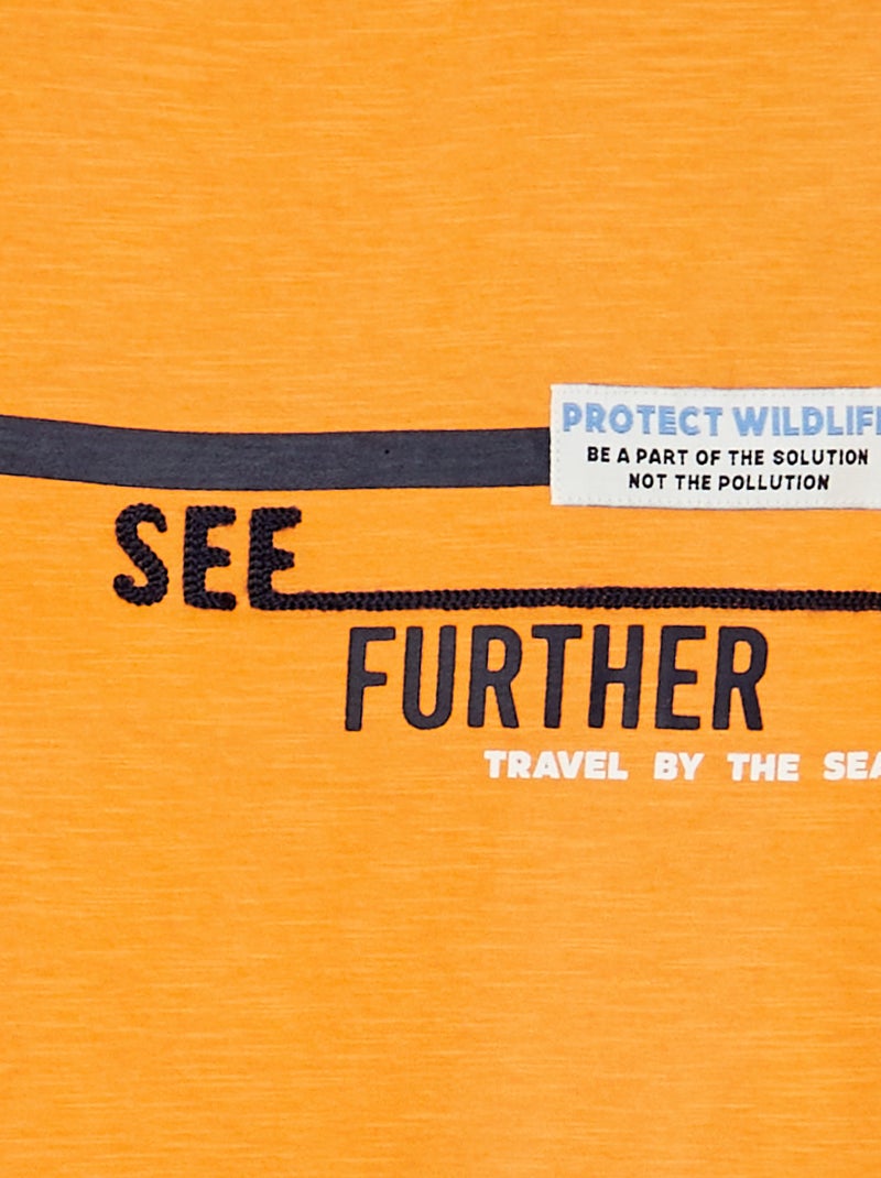 Katoenen T-shirt met print ORANJE - Kiabi