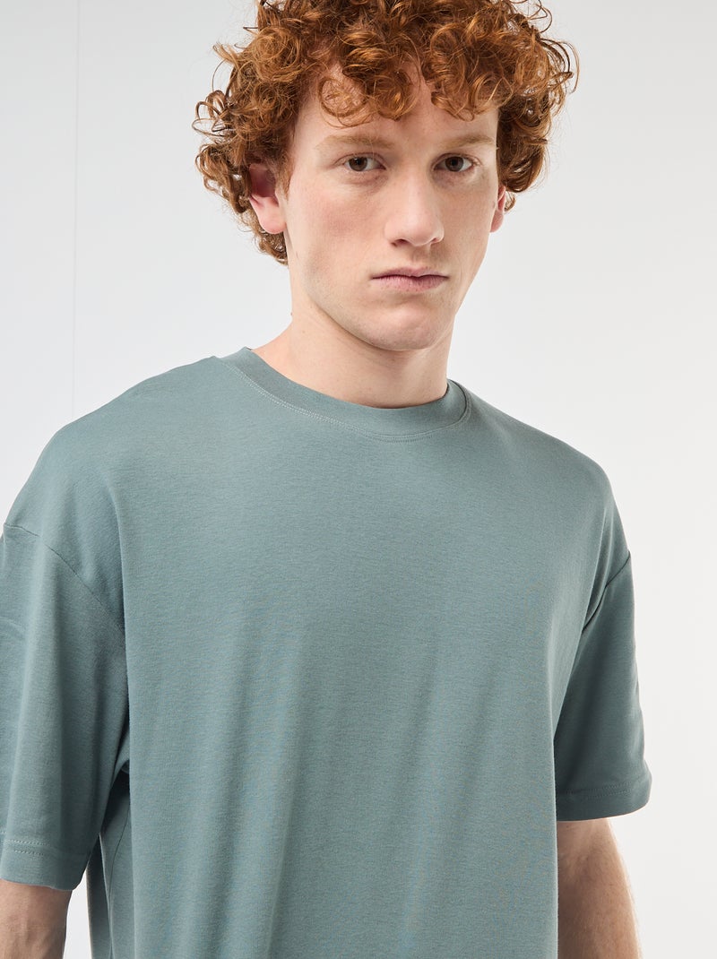 Katoenen T-shirt met ronde hals Blauw - Kiabi