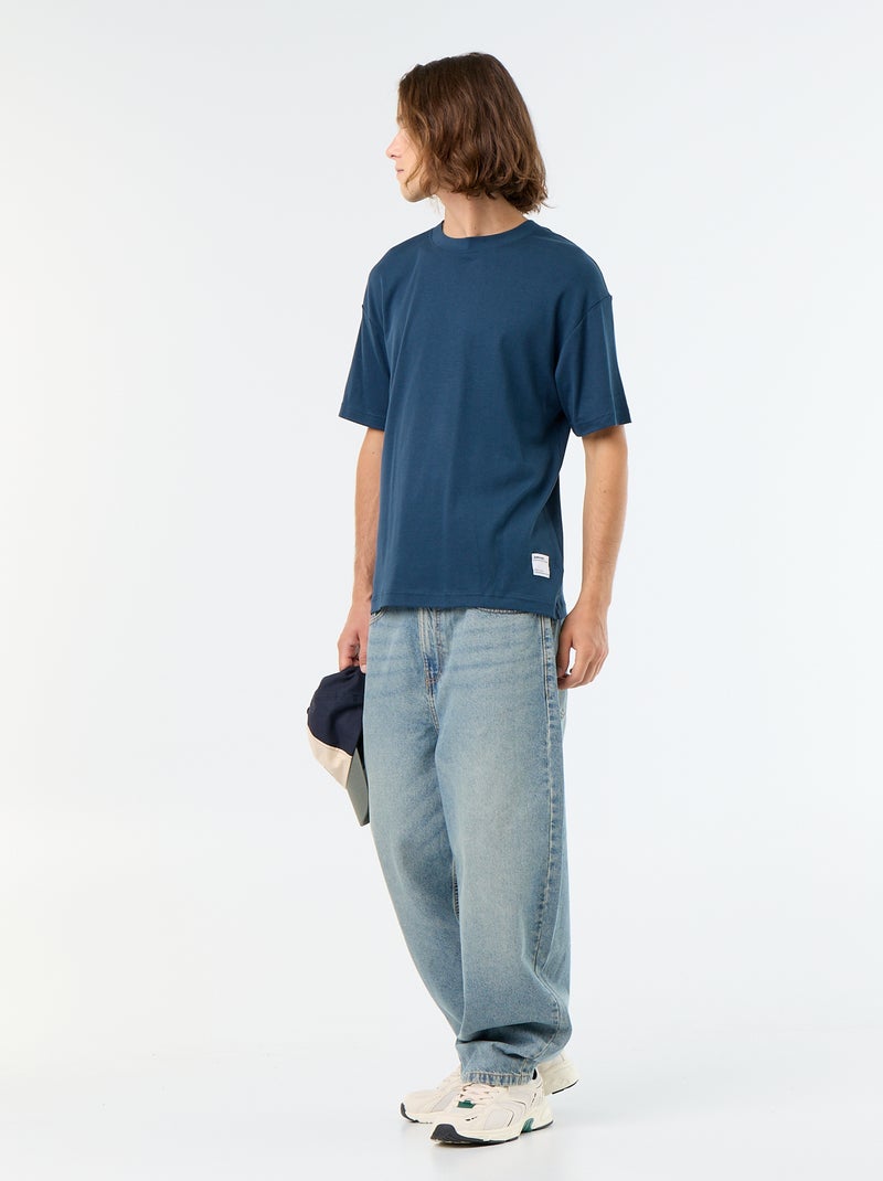 Katoenen T-shirt met ronde hals Blauw - Kiabi