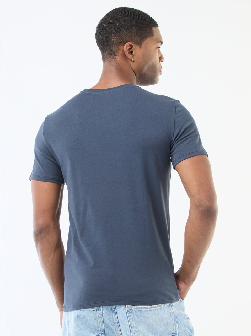 Katoenen T-shirt met ronde hals Blauw - Kiabi